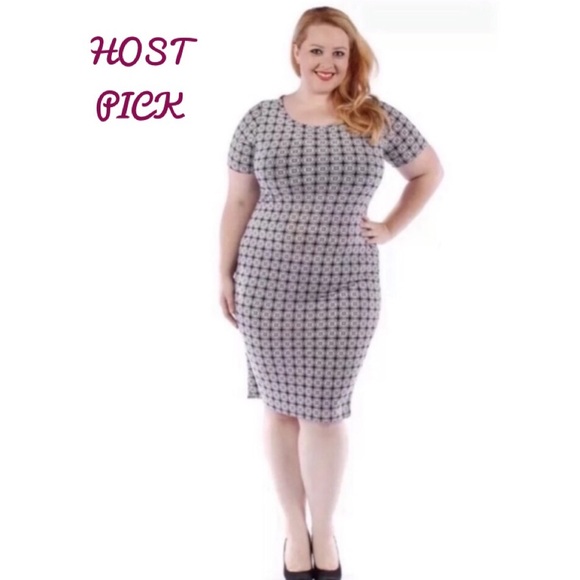 YUMMY PLUS Geo Sheath Dress Cut Out Back 3X - Picture 3 of 6
